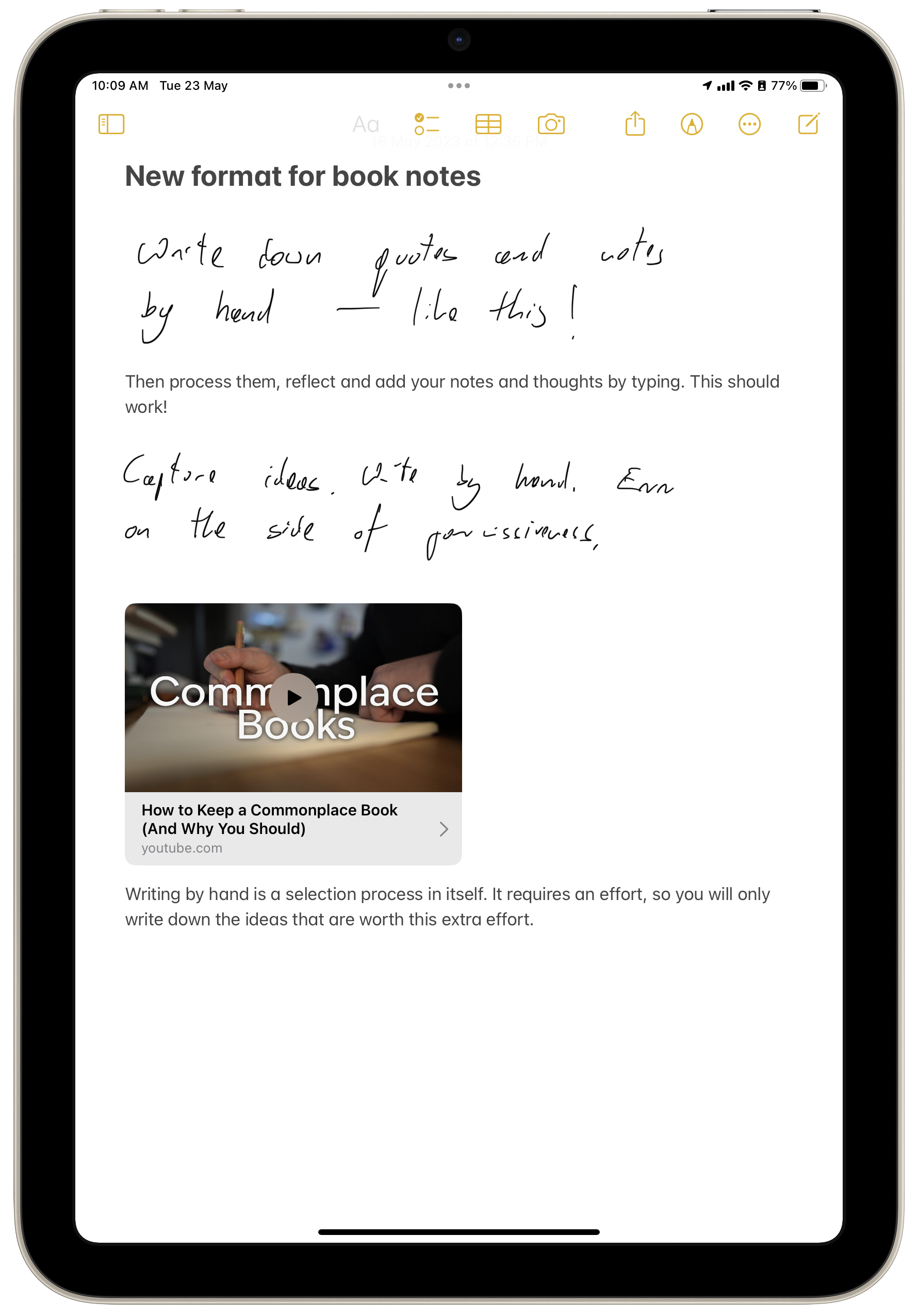 iPad mini screenshot with notes example #1
