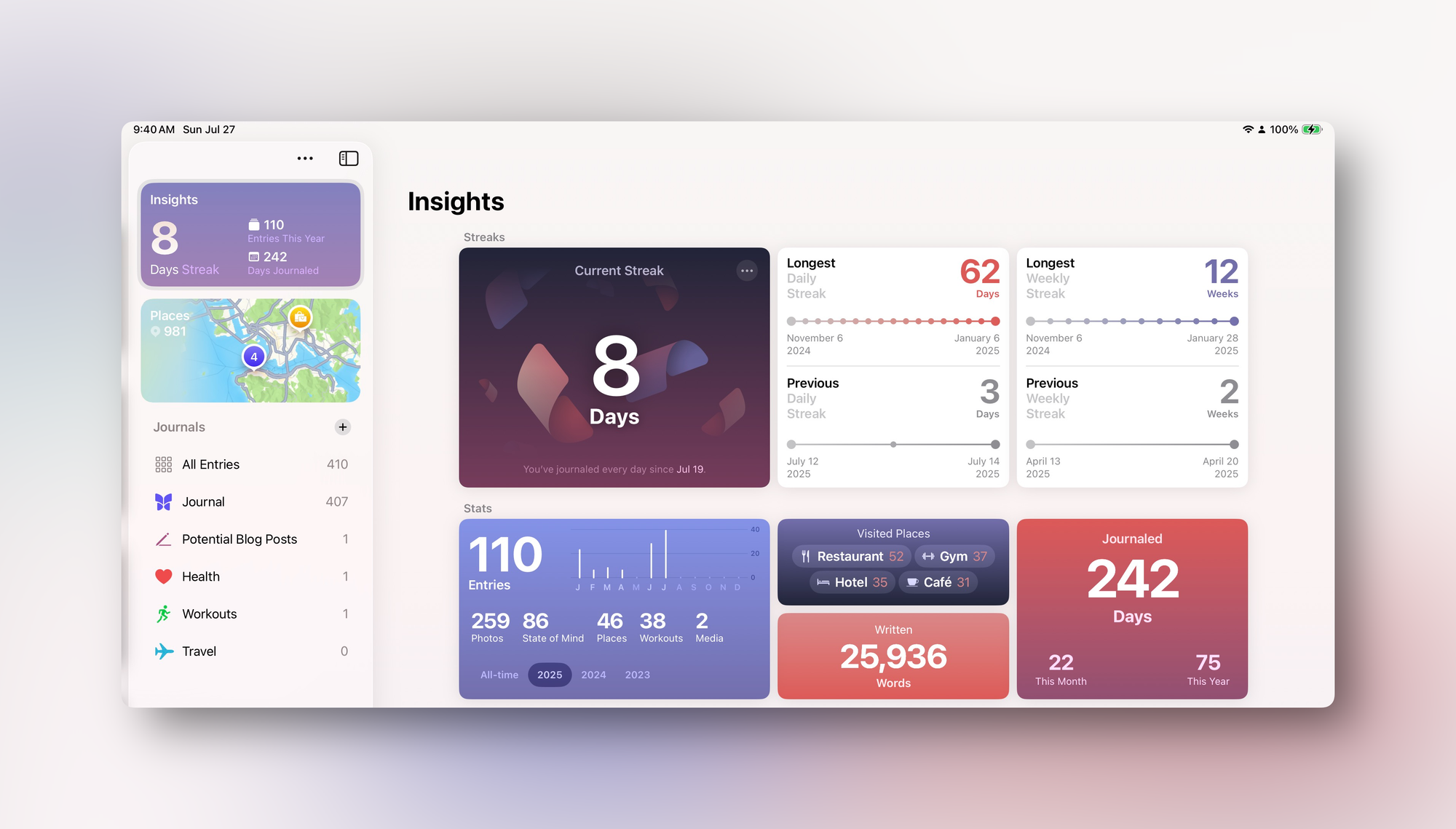 Apple Journal on iPad