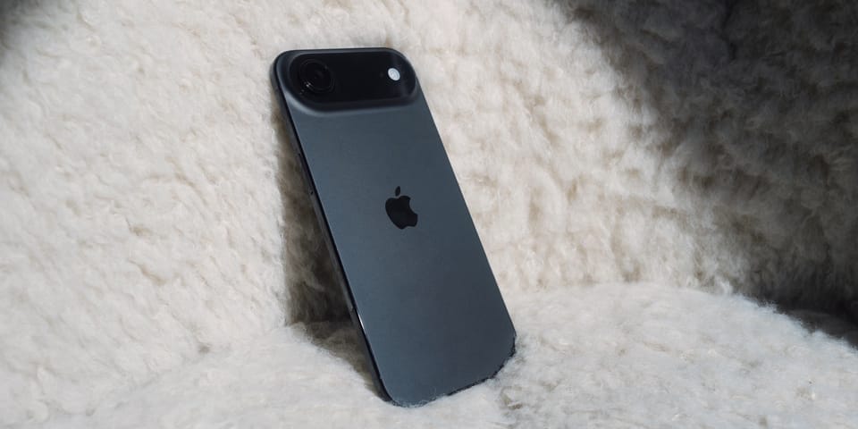 A photo of the back of iPhone Air in space black